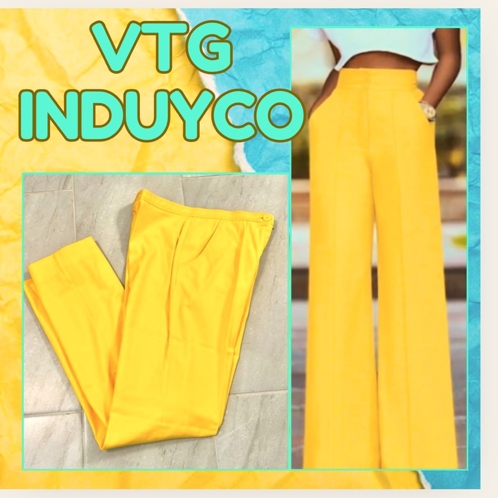 Vtg,NWT,INDUYCO Spain,Vibrant Pant,Sunshine Yellow,High-Waist,Long Lngth,Size 12 - Picture 5 of 11